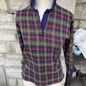 🌱 3 for $30. Vintage Kids Copper Key blue collar plaid tartan sweater M 10-12